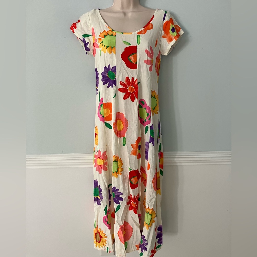 Jams World Hawaii vintage maxi dress vacation tropical floral beachy coastal XS